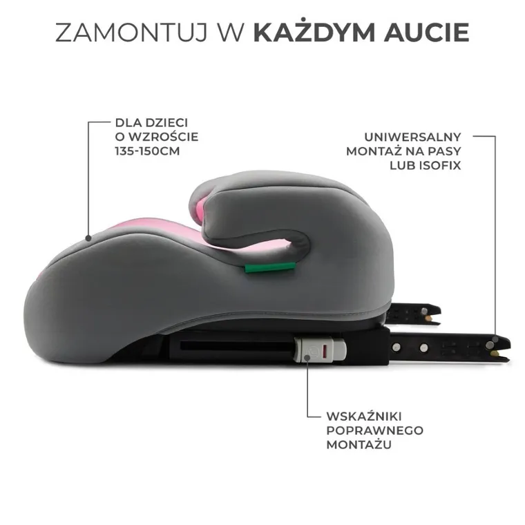 Kinderkraft, I-Boost, inaltator auto, Pink, 135-150 cm