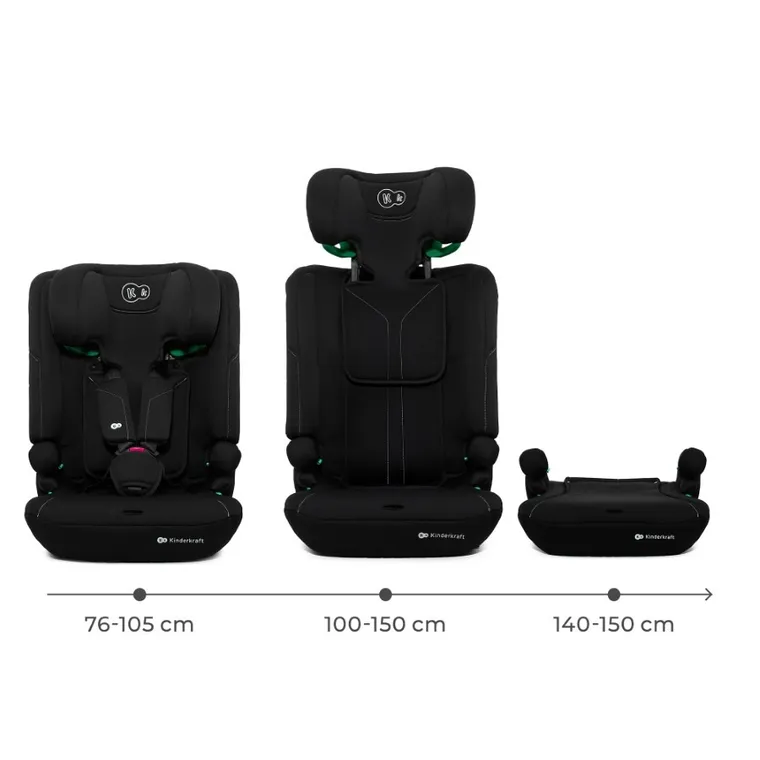 Kinderkraft, I-Comfy, scaun auto 3in1, i-Size, Black, 76-150 cm