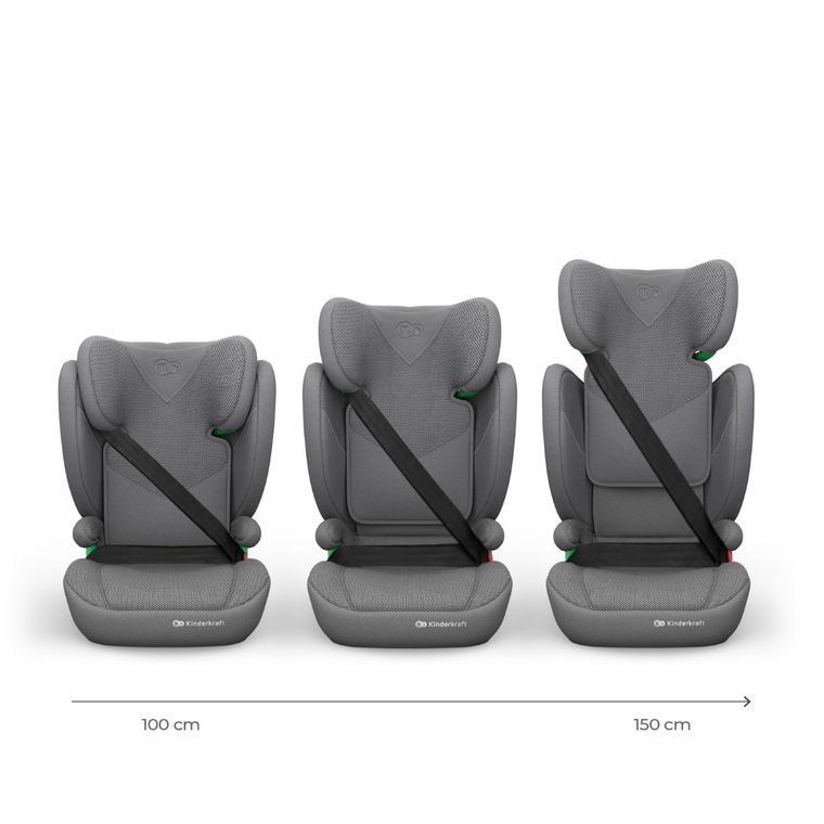 Kinderkraft, Junior Fix 2 Plus, i-Size, scaun auto, grey, 100-150 cm