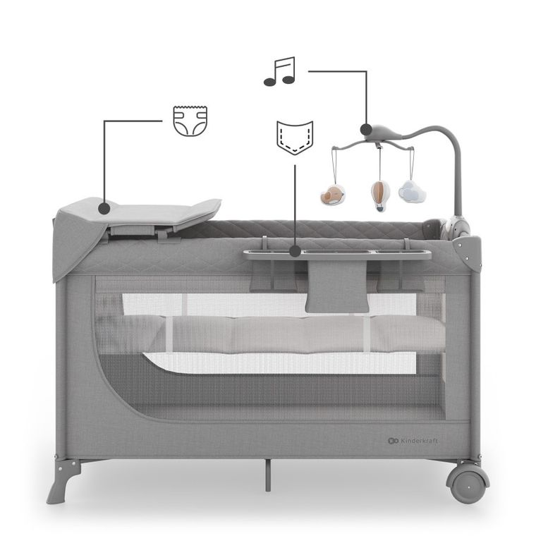 Kinderkraft, Leody Up, patut de calatorie cu accesorii, grey