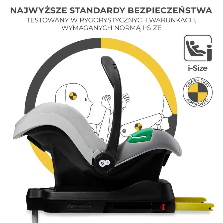 Kinderkraft, Mink Pro, scaun auto + baza Mink FX, Grey, 40-75 cm