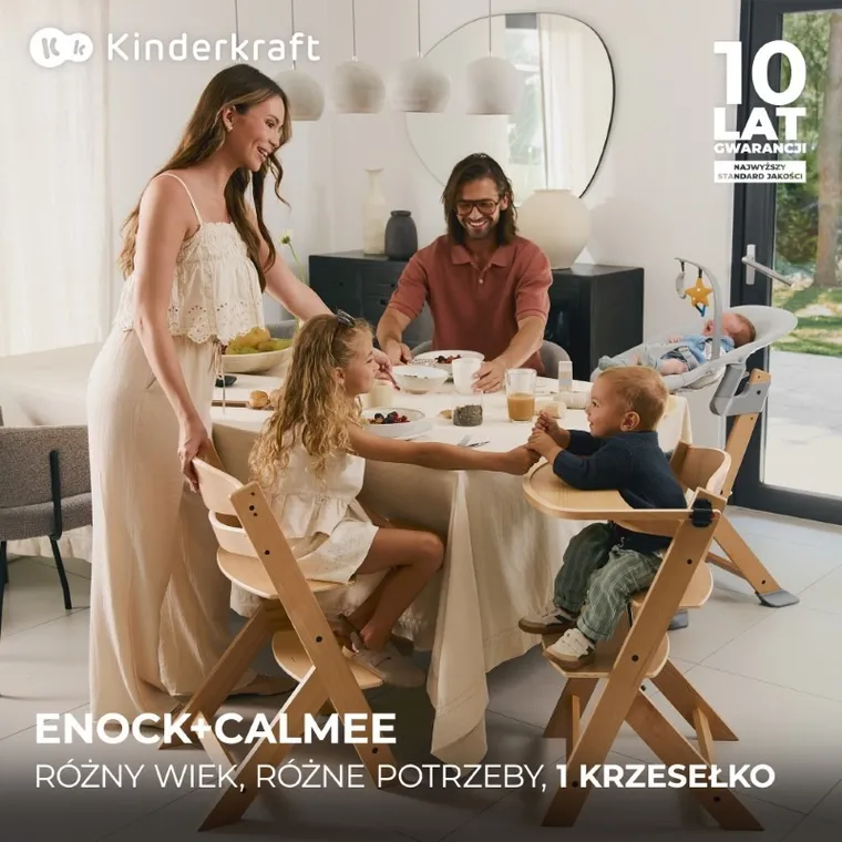 Kinderkraft, scaun de masa Enock + sezlongul Calmee, Grey