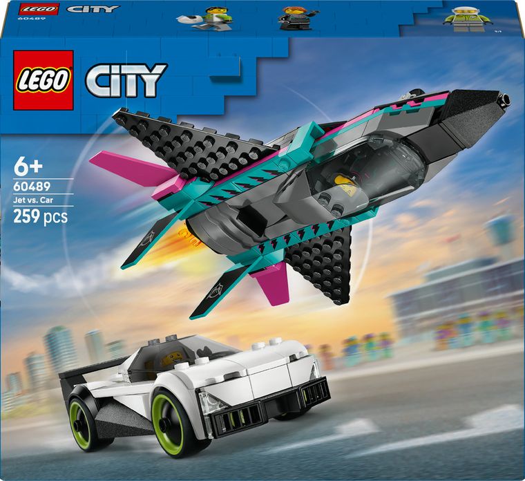 LEGO City, Avion cu reactie vs masina, 60489