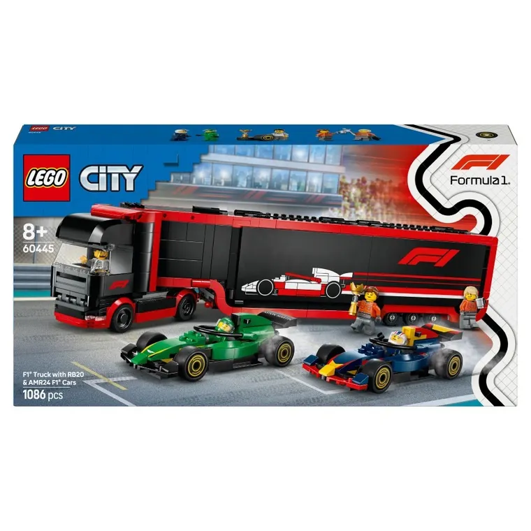 LEGO City, Camion F1 cu masinile F1 RB20 si AMR24, 60445