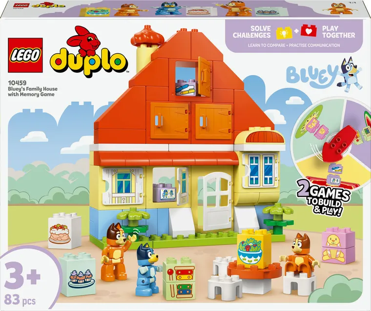 LEGO DUPLO Bluey, Casa de familie a lui Blue cu un joc de memorie, 10459