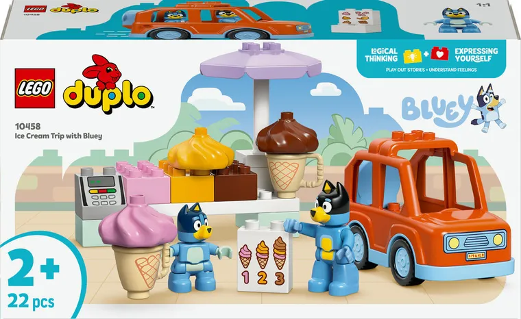 LEGO DUPLO Bluey, Vizita cu Blue la furgoneta de inghetata, 10458