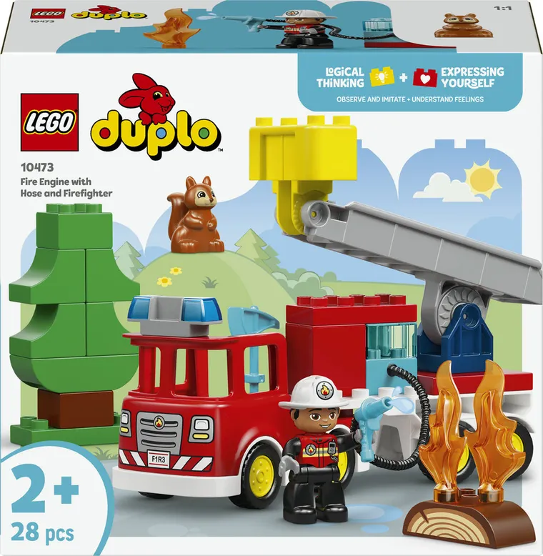LEGO DUPLO Town, Camion de pompieri cu furtun si pompier, 10473