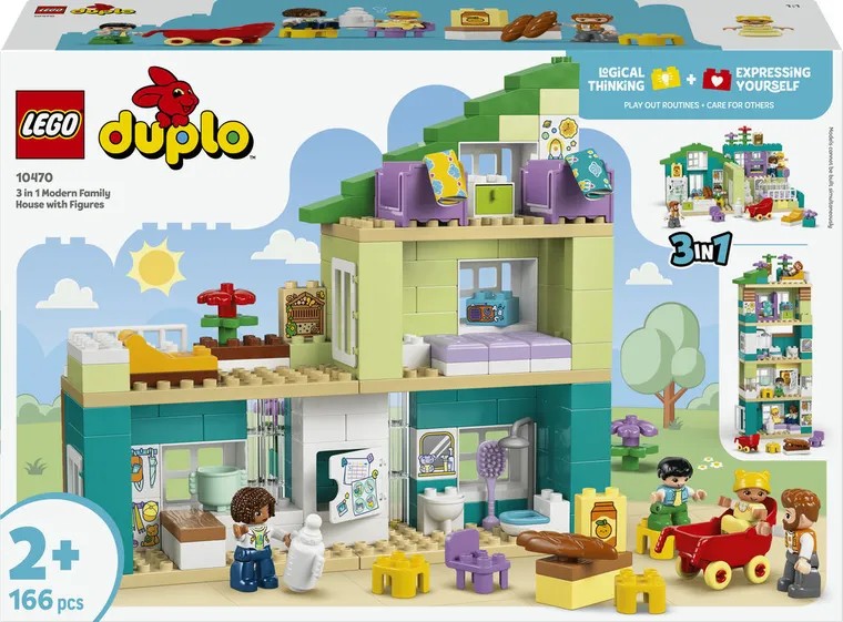 LEGO DUPLO Town, Casa moderna de familie 3 in 1, cu figurine, 10470