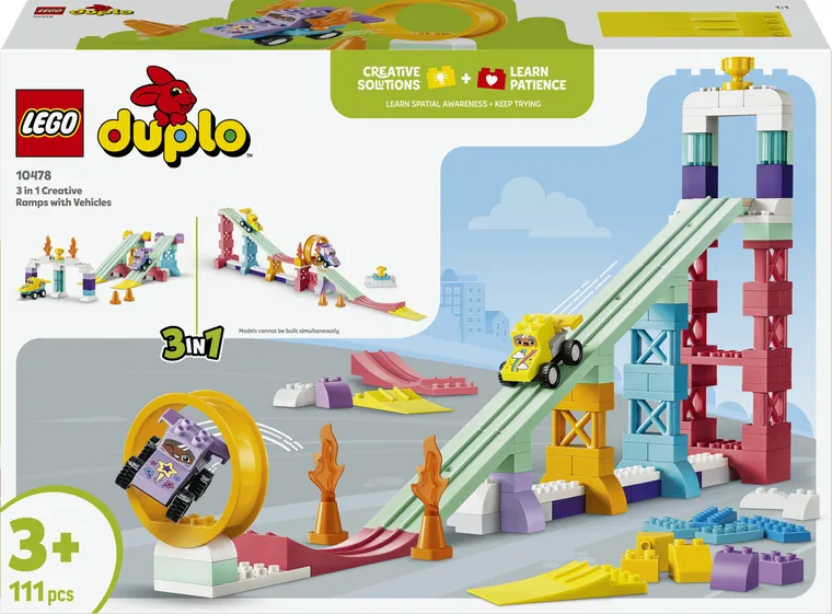 LEGO DUPLO Town, Rampe creative cu vehicule 3 in 1, 10478