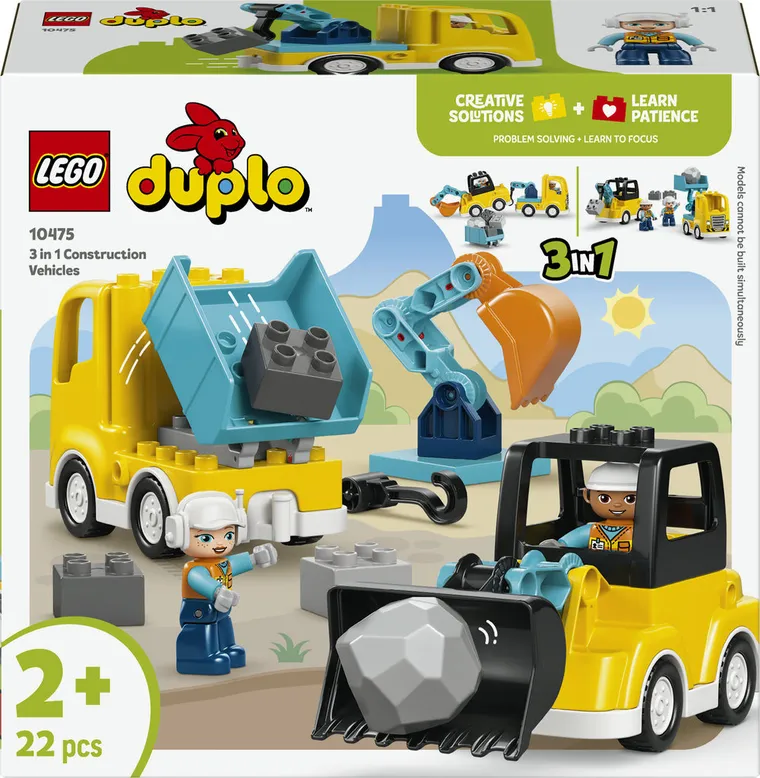 LEGO DUPLO Town, Vehicule de constructii 3 in 1, 10475