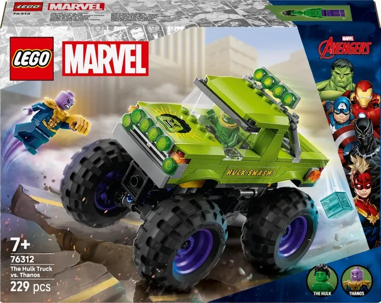 LEGO Marvel, Hulk in vehicul de teren contra lui Thanos, 76312