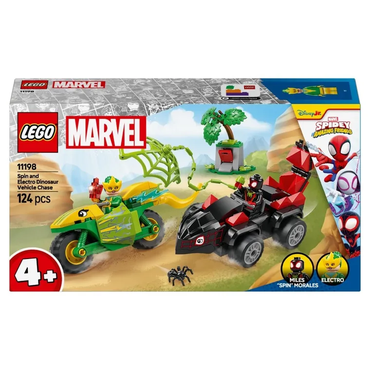 LEGO Marvel, Spin si Electro intr-o urmarire cu dino-vehicule, 11198