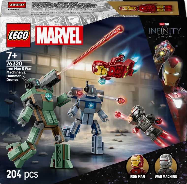LEGO Super Heroes, Iron Man si War Machine vs dronele Hammer, 76320
