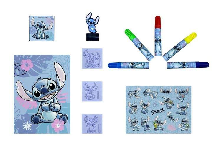 Lilo si Stitch, set creativ cu stampile, 24 piese