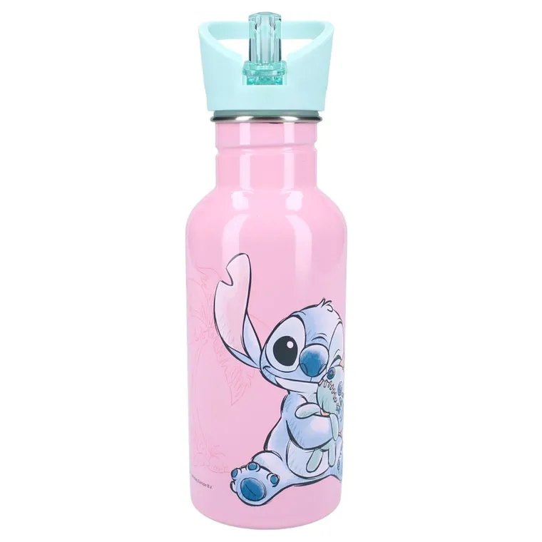 Lilo si Stitch, Take A Sip, sticla da apa cu pai, roz, 500 ml