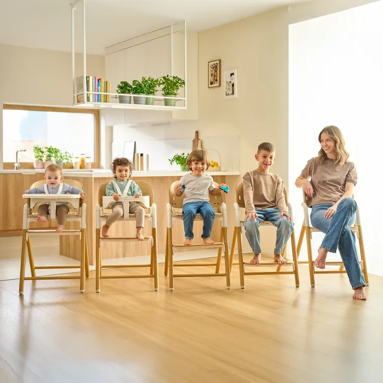 Lionelo, Celia, scaun multifunctional din lemn 3in1, White Natural Wood