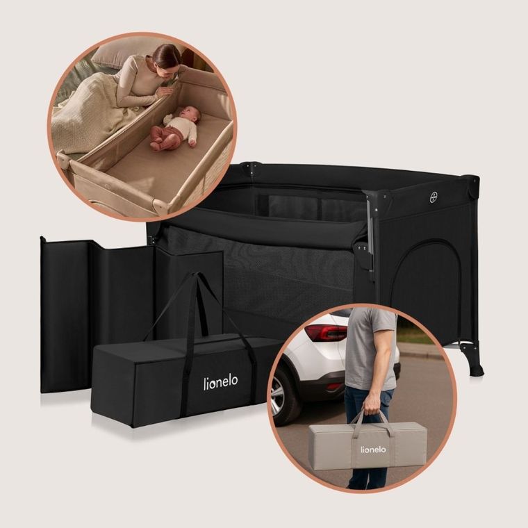 Lionelo, Ellen, patut de calatorie cu extensie mare 3in1, Black