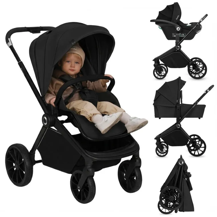 Lionelo, Mika Plus, carucior multifunctional 3in1, Black Onyx