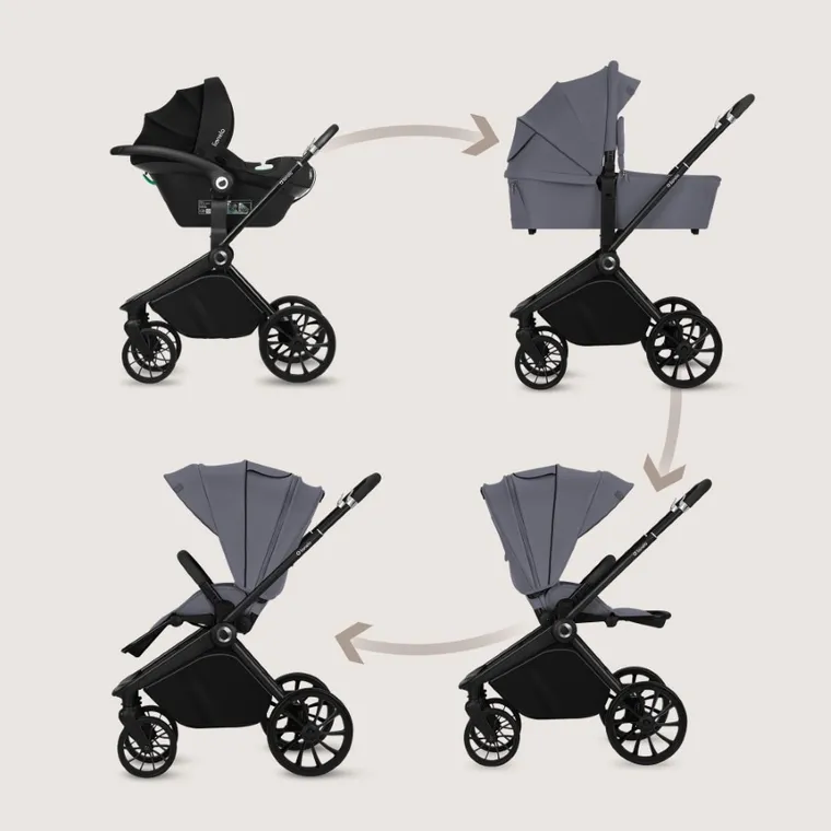 Lionelo, Mika Plus, carucior multifunctional, 3in1, Grey Stone