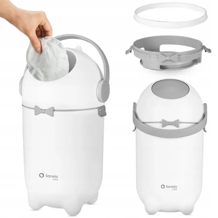 Lionelo, Purebin, cos pentru scutece, alb, 10l