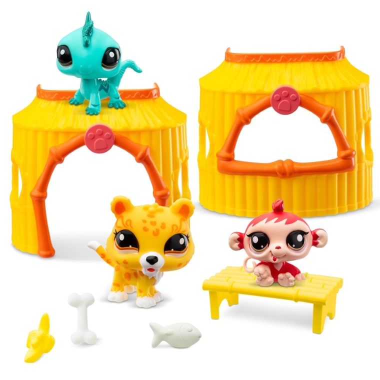 Littlest Pet Shop, Tiki Jungle, set de 3 figurine si accesorii