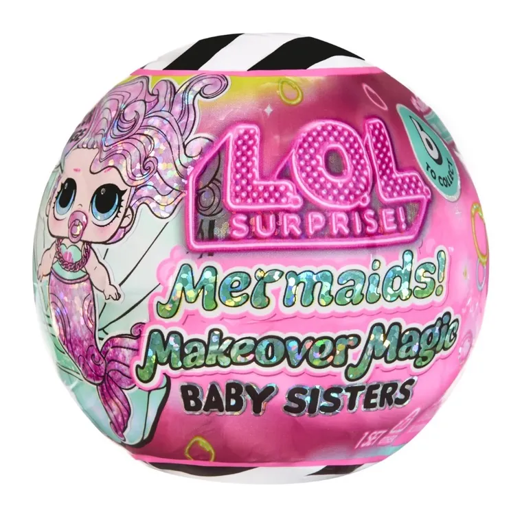 L.O.L. Surprise, Mermaids! Makeover Magic Baby Sisters, bila surpriza cu papusa, 1 buc.