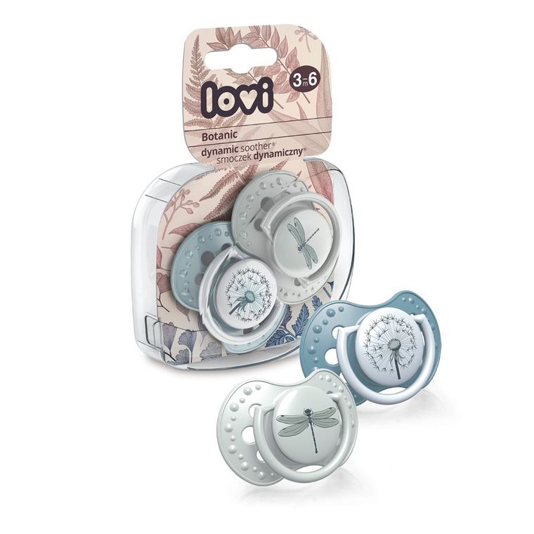 Lovi, Botanic Boy, suzeta dinamica din silicon, 3-6 luni, 2 buc.