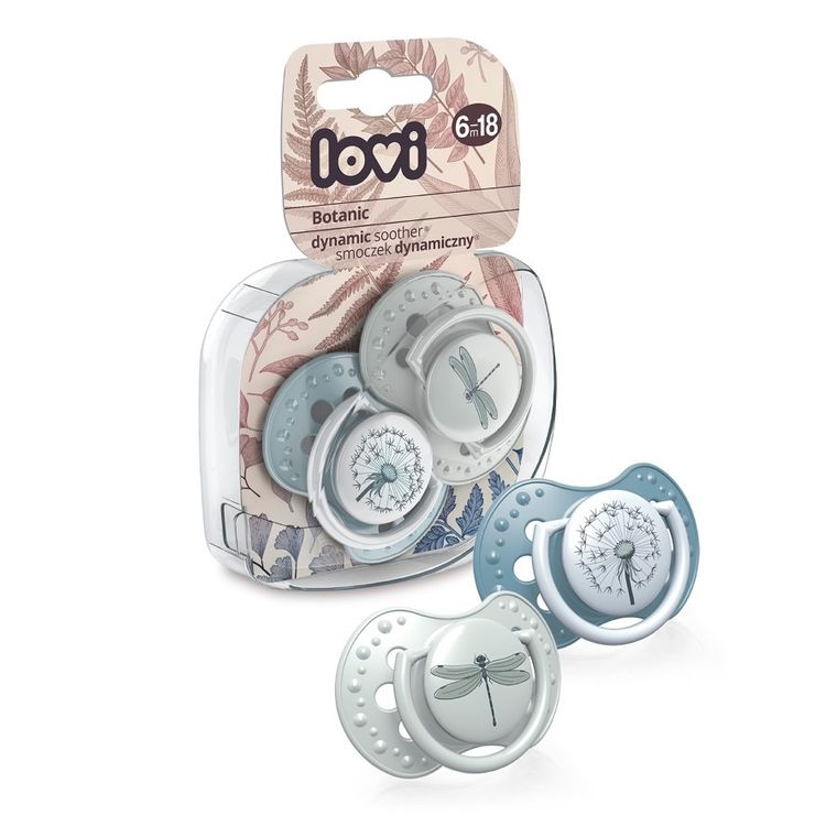 Lovi, Botanic Boy, suzeta dinamica din silicon, 6-18 luni, 2 buc.