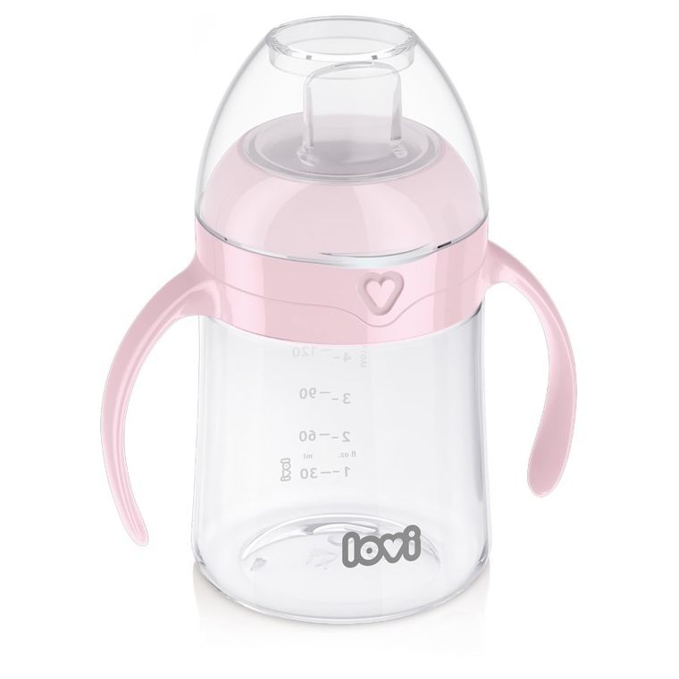 Lovi, cana pentru bebelusi cu mustiuc, roz, 150 ml