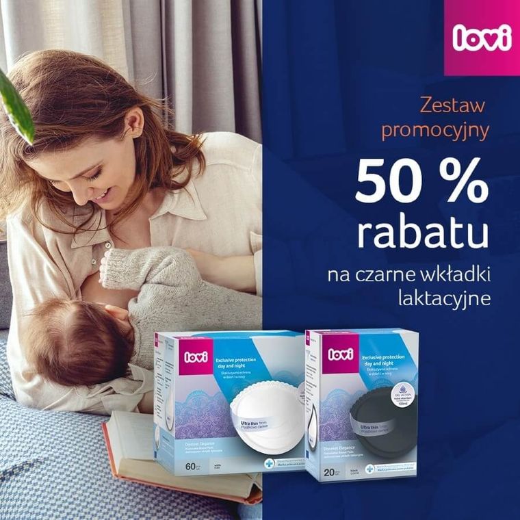 Lovi, Discreet Elegance, Tampoane pentru san, alb, 60 buc. + negru, 20 buc.