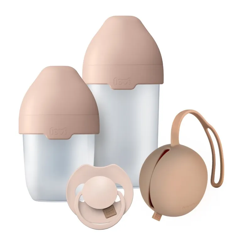 Lovi, Mammafeel, set: biberon, 150 ml + biberon, 250 ml + suzeta, 0-6m + cutie din silicon