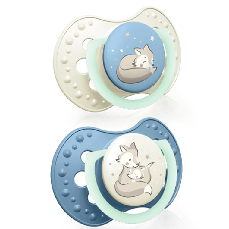 Lovi, Night&Day, suzeta dinamica din silicon, 18m+, albastru, 2 buc.