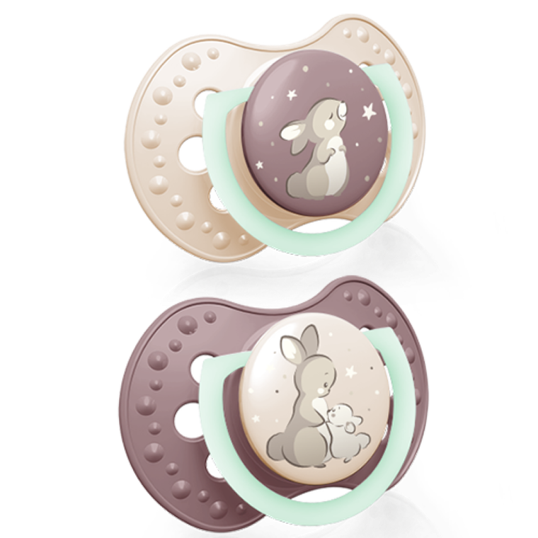 Lovi, Night&Day, suzeta dinamica din silicon, 6-18m, roz, 2 buc.