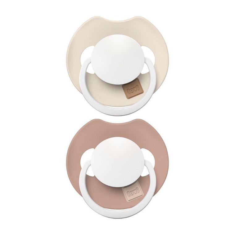 Lovi, Prime, suzeta dinamica din silicon, Ivory + Blush Glow, 18 luni+, 2 buc.