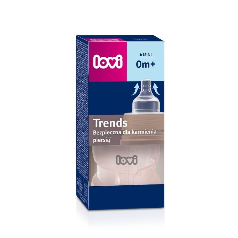 Lovi, Trends, biberon din plastic cu tetina dinamica, Pink, 120 ml