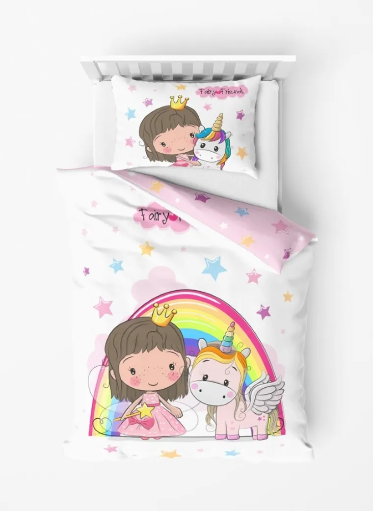LuLuLand, Zana si unicorn, set lenjerie de pat single, 140-200 cm