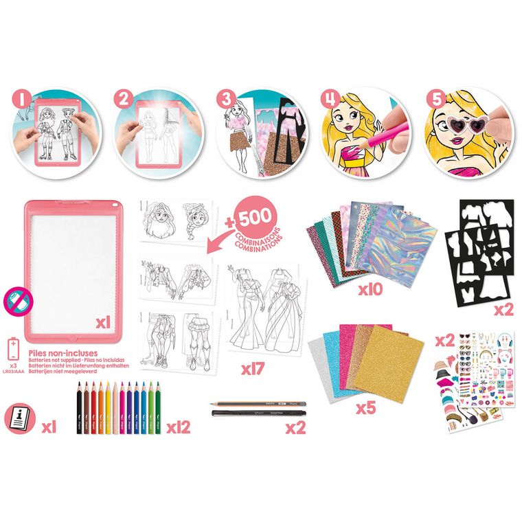 Maped Creativ, Avatar Fashion, tableta iluminata cu sabloane de trasare, moda