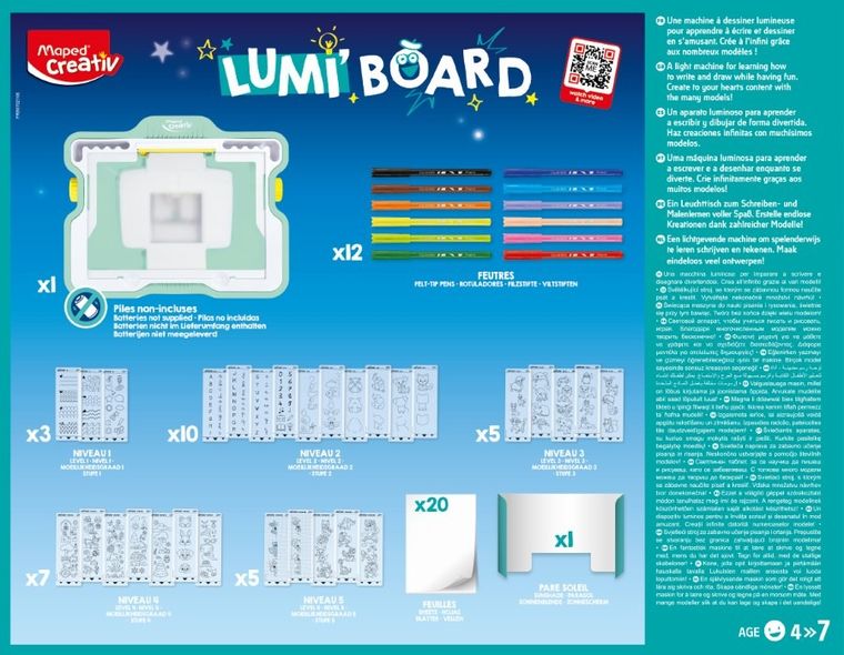 Maped Creativ, tabla alba iluminata cu sabloane de trasare