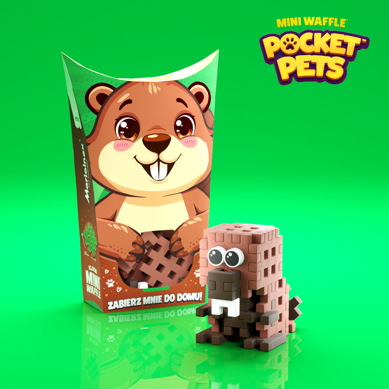 Marioinex, Mini Waffle, Pocket Pets, Castor, set de constructie, 25 piese