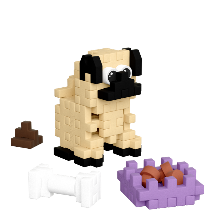 Marioinex, Mini Waffle, Pocket Pets Puppies, Mops, set de constructie, 42 piese