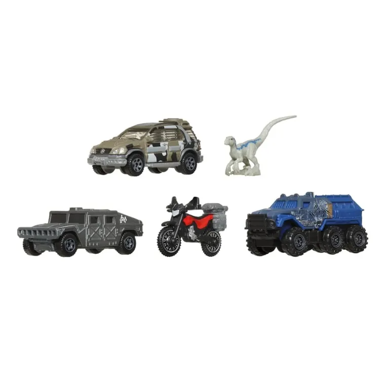 Matchbox, Jurassic World, Masini si dinozaur, 5-pack, 1 buc.