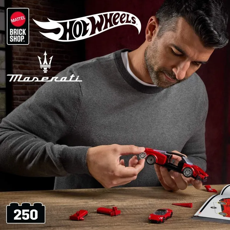 Mattel Brick Shop, Hot Wheels, Speed Series Maserati MC20, set de constructie, 250 elemente