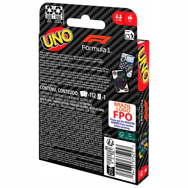 Mattel, UNO Formula 1, joc de carti
