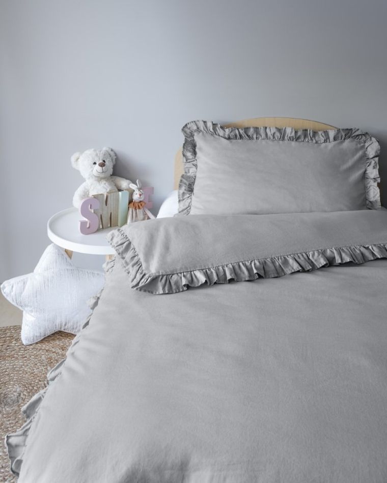 Mayamoo, set lenjerie de pat single, gri deschis, 90-120cm