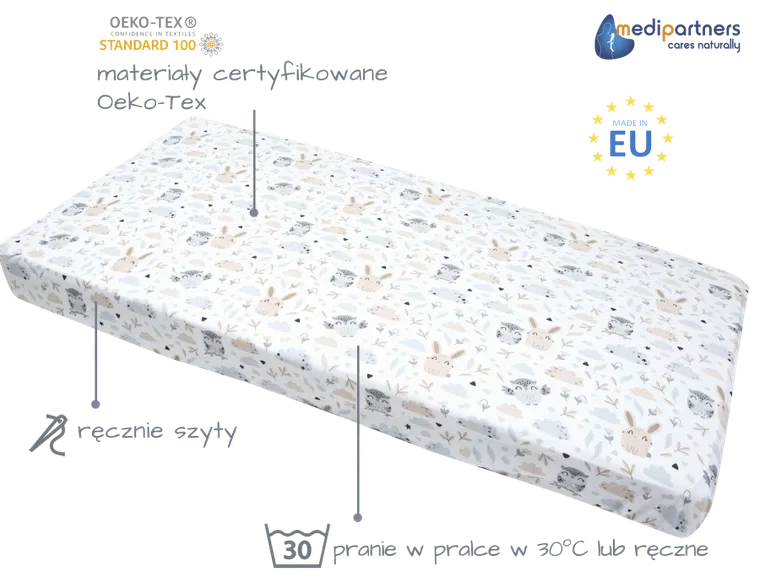 Medi Partners, Animale, cearceaf cu elastic, 120-60 cm