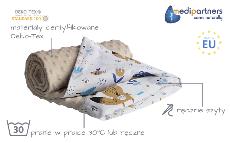 Medi Partners, Boho Animals, patura, minky, bej, 75-100 cm