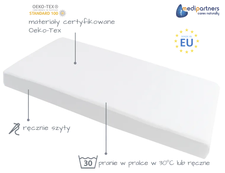 Medi Partners, cearceaf cu elastic, alb, 120-60 cm