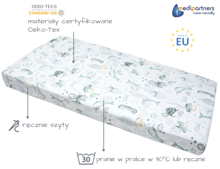 Medi Partners, Ocean, cearceaf cu elastic, 120-60 cm