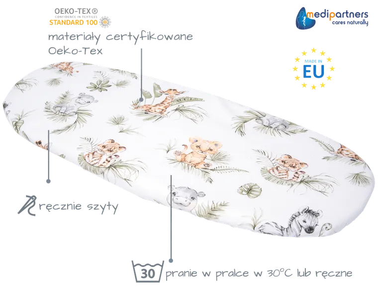 Medi Partners, Safari, cearceaf din bumbac cu elastic pentru carucior
