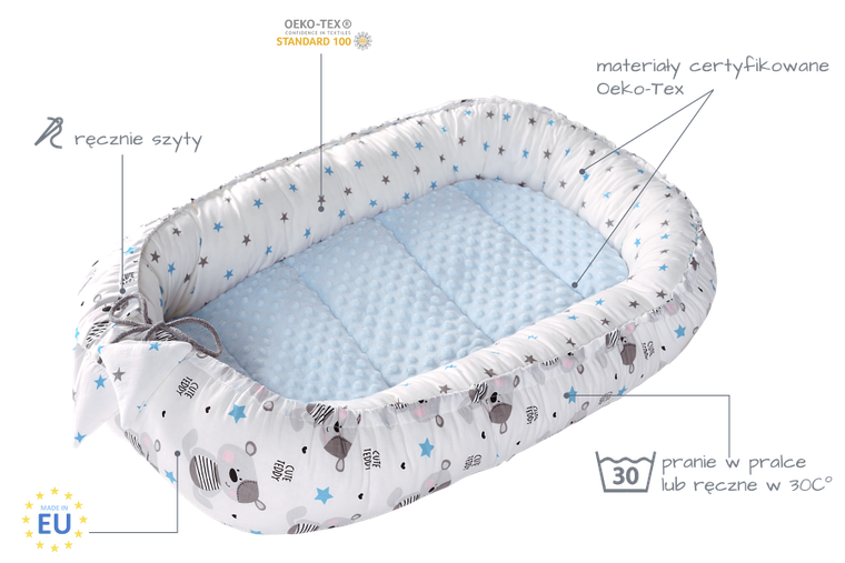 Medi Partners, Teddy, babynest, set 5 piese, albastru deschis